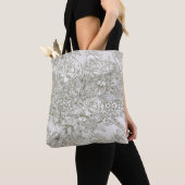 Tote Bag Elegant Grey Floral Toile (De près)