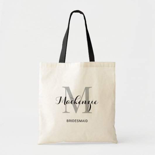 Tote Bag Élégant gris noir personnalisé mariage nom de la s (Devant)