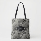 Tote Bag Élégant Gris Paisley Monogramme (Devant)