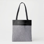 Tote Bag Elegant Gris Parties scintillant Noir Pesonalized (Devant)