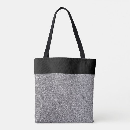 Tote Bag Elegant Gris Parties scintillant Noir Pesonalized (Dos)