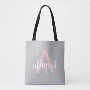 Tote Bag Élégant gris rose rose gris gris moderne Nom