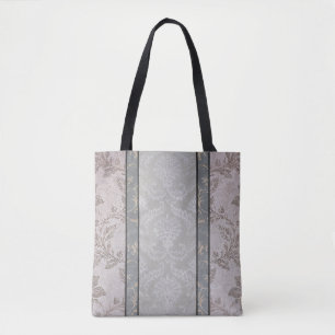 Tote Bag Elégant gris Vintage de Damas