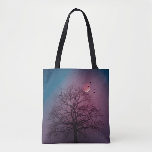 Tote Bag Élégant Halloween Thème Arbre Lune Artwork Éffraya (Devant)