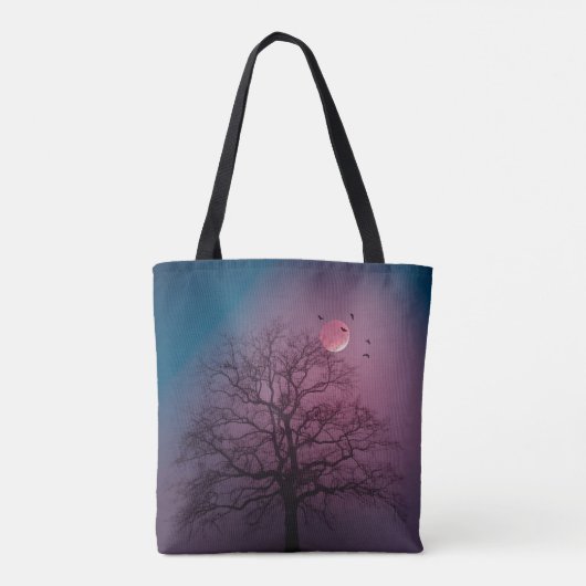 Tote Bag Élégant Halloween Thème Arbre Lune Artwork Éffraya (Dos)
