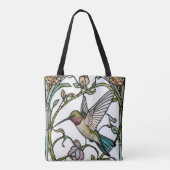 Tote Bag Elegant hummingbird artwork botanical boho chic (Dos)