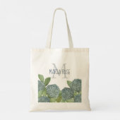 Tote Bag Élégant Hydrangée Florale Moderne Monogramme (Dos)