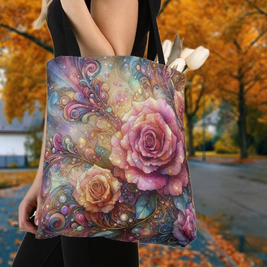 Tote Bag Elégant jardin rose Art Nouveau