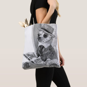 Tote Bag Elégant journal de lecture de chihuahua