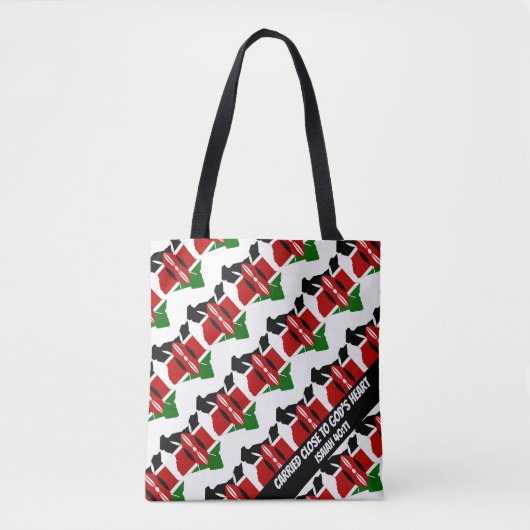 Tote Bag Élégant KENYA DRAPEAU Dieu Coeur Isaïe 40 (Devant)