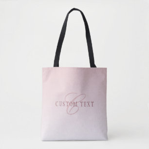 Tote Bag Élégant lettrage et monogramme Rose Ombre