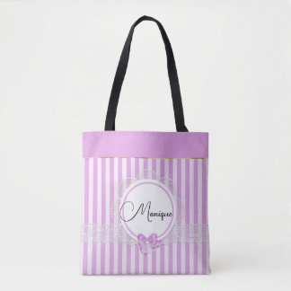 Tote Bag Elégant Lilac Motif avec Dentelle Faux