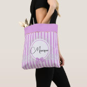 Tote Bag Elégant Lilac Motif avec Dentelle Faux (De près)