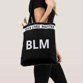 Tote Bag Elegant Lives Matt BLM Texte sur Noir & Blanc (De près)