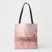 Tote Bag Élégant marbre de corail rose Personnalisé (Devant)