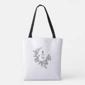 Tote Bag Élégant Mariage de monographie noire (Dos)