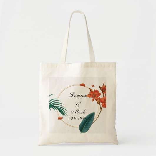 Tote Bag Élégant Mariage floral tropical (Devant)