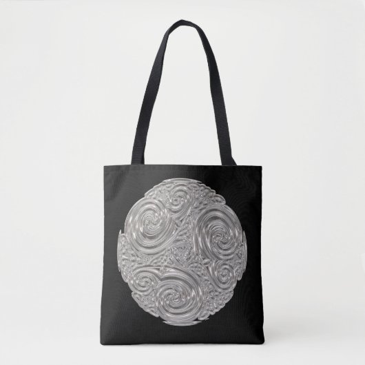 Tote Bag Elégant médaillon d'argent noir Art nouveau (Devant)