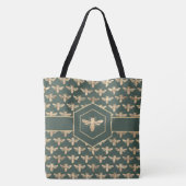 Tote Bag Elégant Miel d'orBee Motif sur Vert foncé (Dos)
