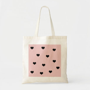 Tote Bag Élégant mignon noir et rougissant motif de coeur r