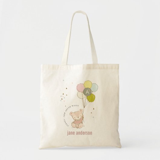 Tote Bag Élégant Mignon Ours Blonde Fille Monogramme (Devant)