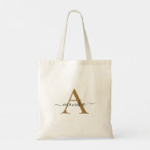 Tote Bag Élégant Mini Monogramme Or Nom Script initial (Dos)