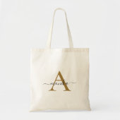 Tote Bag Élégant Mini Monogramme Or Nom Script initial (Devant)