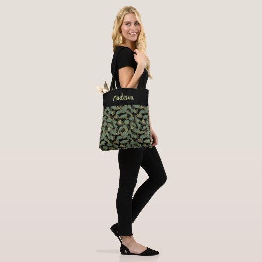 Tote Bag Élégant modèle botanique de feuille (Sur le modèle)