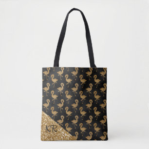 Tote Bag Élégant modèle de flamingo Parties scintillant or