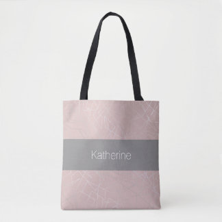 Tote Bag Élégant moderne argenté triangles géométriques ros