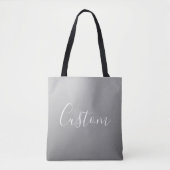 Tote Bag Élégant moderne blanc Script écriture gris dégradé (Devant)