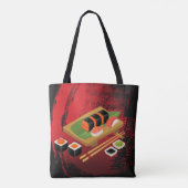 Tote Bag Élégant Moderne Chic Sushi Noir & Rouge (Dos)