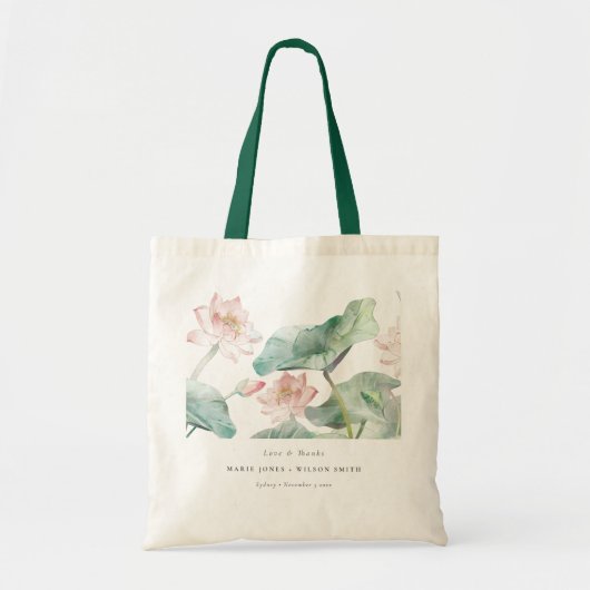 Tote Bag Élégant moderne Pastel Blush Nénuphar Mariage (Devant)