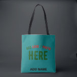 TOTE BAG ÉLÉGANT MODERNE PERSONNALISÉ TURQUOISE VERT VÉRIFI<br><div class="desc">VOUS POUVEZ CHANGER,  REDIMENSIONNER OU AJOUTER LOGO,  PHOTO,  TEXTE ET COULEURS COMME VOUS LE SOUHAITEZ.MERCI.</div>