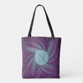 Tote Bag Élégant Monogramme Abstrait Spiral Violet Turquois (Dos)