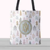 Tote Bag Élégant Monogramme, Arbres d'hiver rustiques