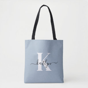Tote Bag Élégant Monogramme bleu foncé