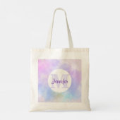 Tote Bag Élégant Monogramme d'aquarelle bleu violet (Dos)