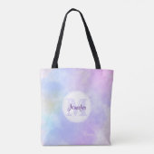 Tote Bag Élégant Monogramme d'aquarelle bleu violet (Dos)