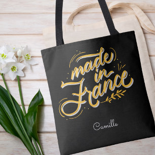 Tote Bag Élégant Monogramme français noir et blanc élégant