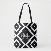 Tote Bag Élégant Monogramme géométrique noir et blanc (Devant)