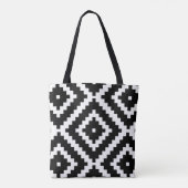 Tote Bag Élégant Monogramme géométrique noir et blanc (Dos)