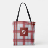 Tote Bag Élégant Monogramme gris-rouge (Dos)