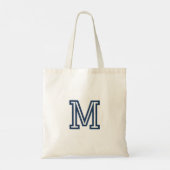 Tote Bag Élégant Monogramme Initial Naval Bleu Moderne Prép (Dos)