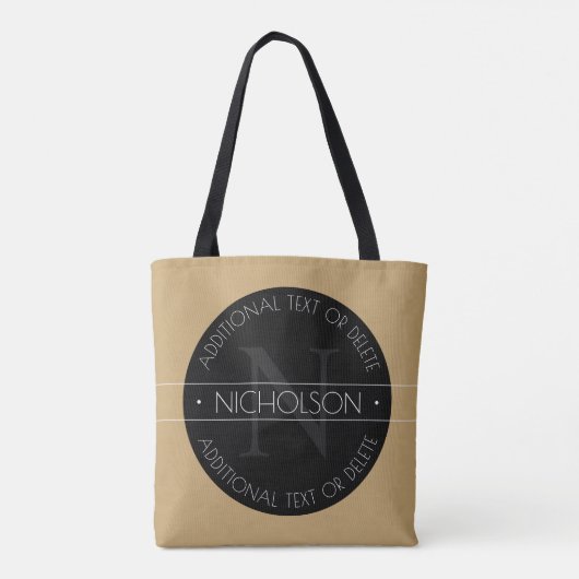 Tote Bag Élégant Monogramme moderne modifiable Noir Blanc O (Dos)