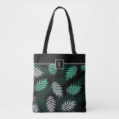 Tote Bag Élégant Monogramme Motif végétal vert (Devant)