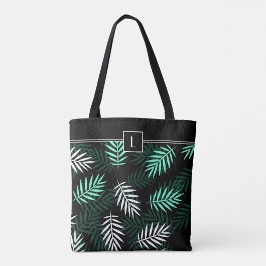 Tote Bag Élégant Monogramme Motif végétal vert (Dos)