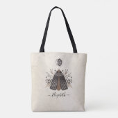 Tote Bag Élégant monogramme noir blanc papillon floral (Dos)