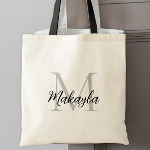 Tote Bag Élégant Monogramme personnalisé noir