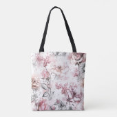 Tote Bag Élégant Monogramme rose et violet flore botanique (Dos)